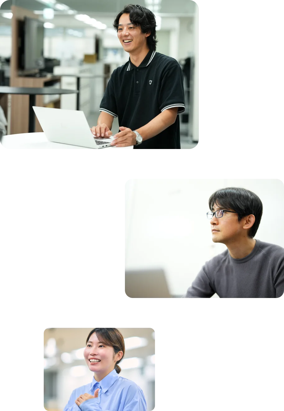 ノートパソコンに向かう社員たち